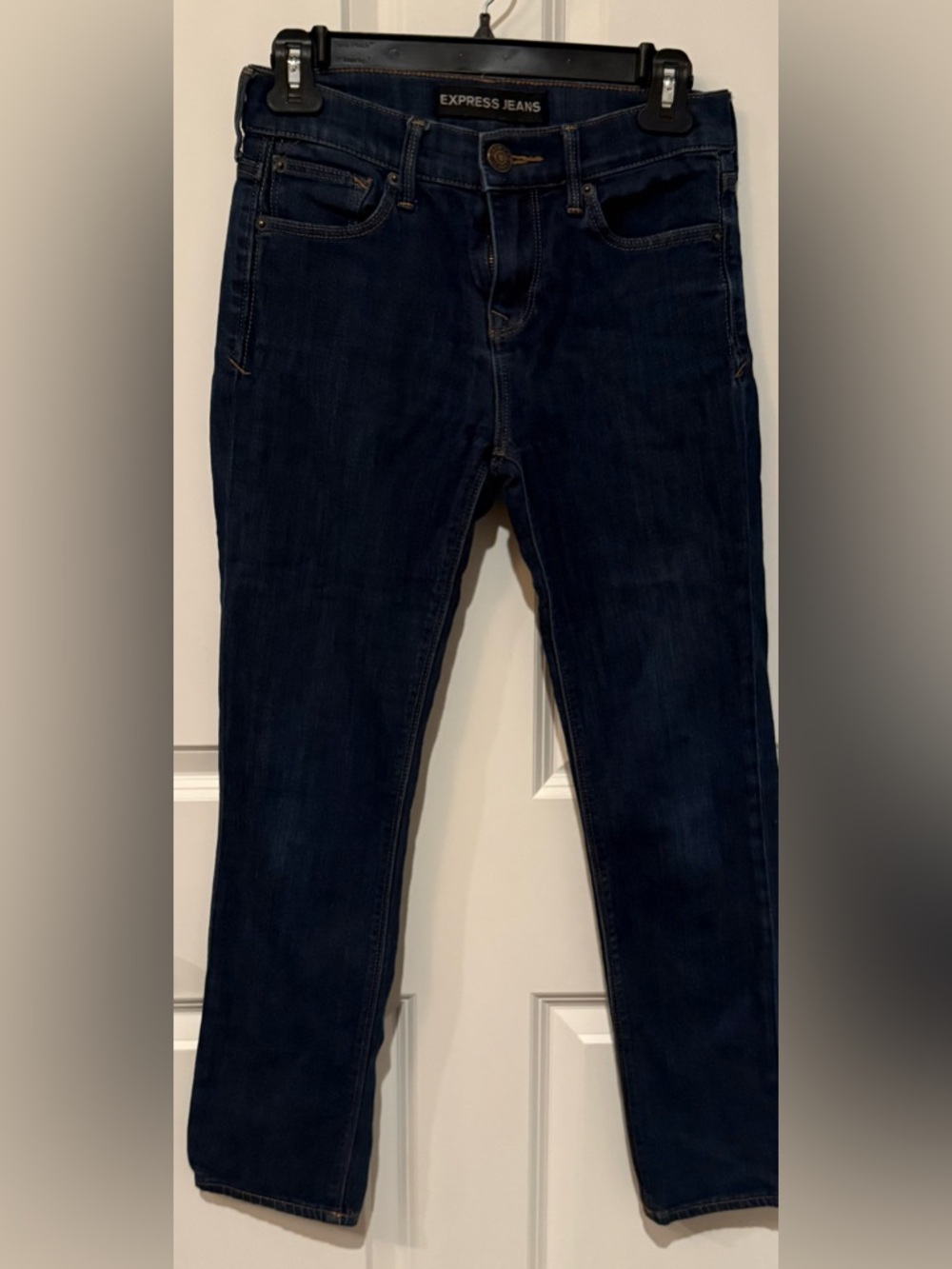 Express Dark Indigo Skinny Jeans Midrise - Women's Stretch Denim